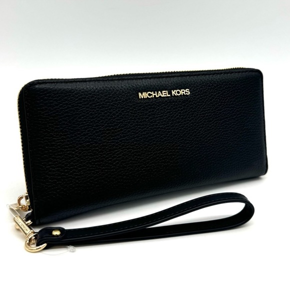 Michael Kors Large Continental Wallet Black/Gold - Picture 1 of 8
